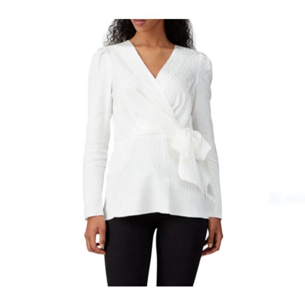 Jay Godfrey White Zebra Print Jacquard Draped Wrap Top Size 4